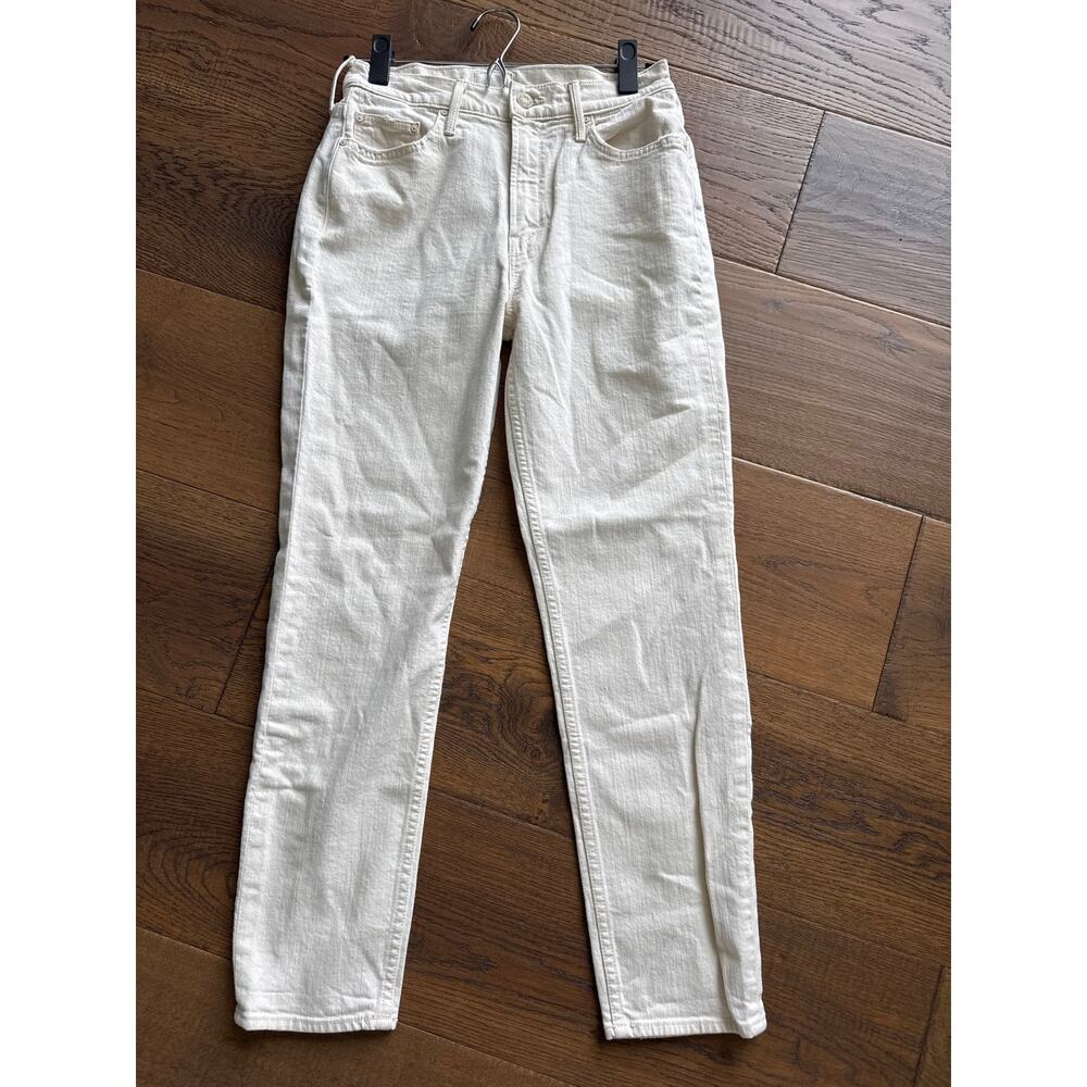 Mother The Sinner Skinny Jeans White Denim High Rise Womens Size 26 Made USA